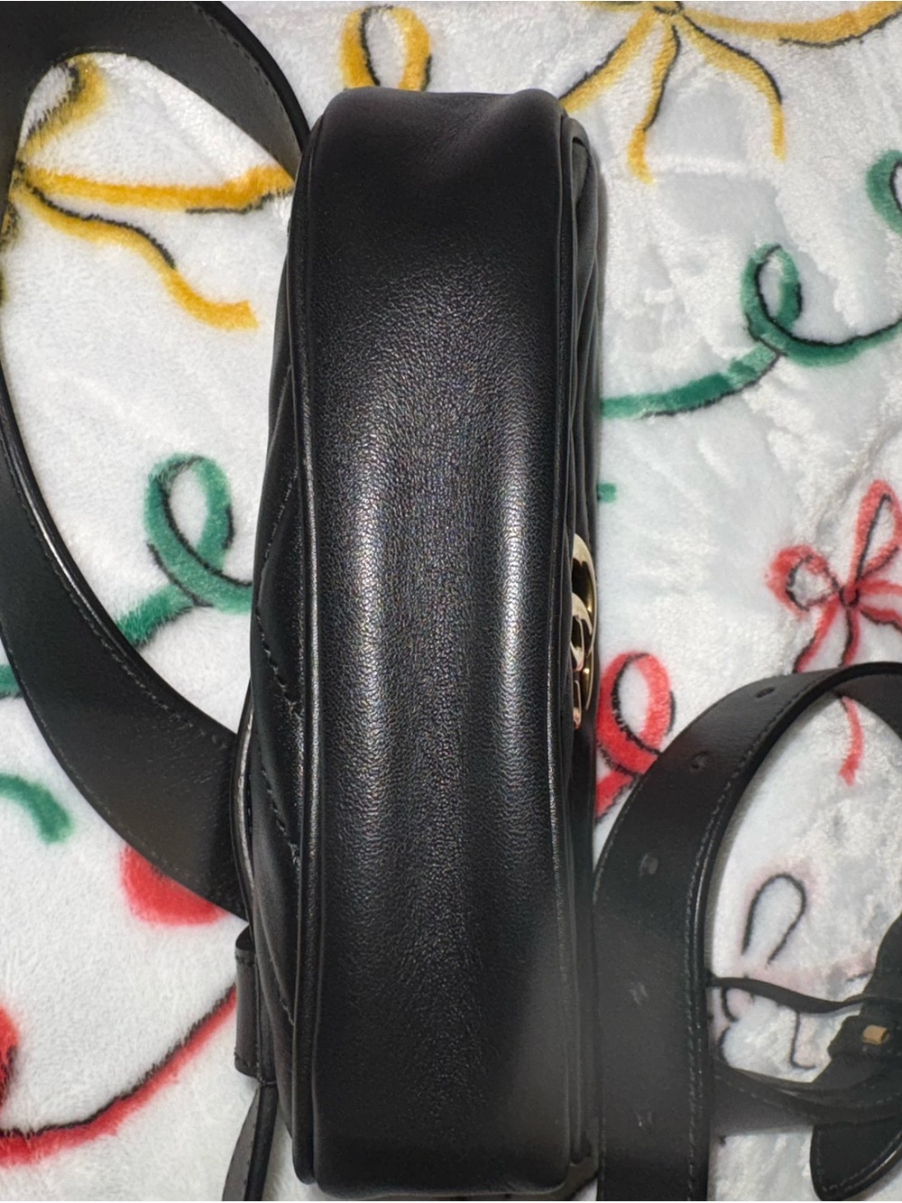 Gucci Black Quilted GG Marmont Matelasseé Belt Bag, Black and antique gold. - Picture 10 of 12